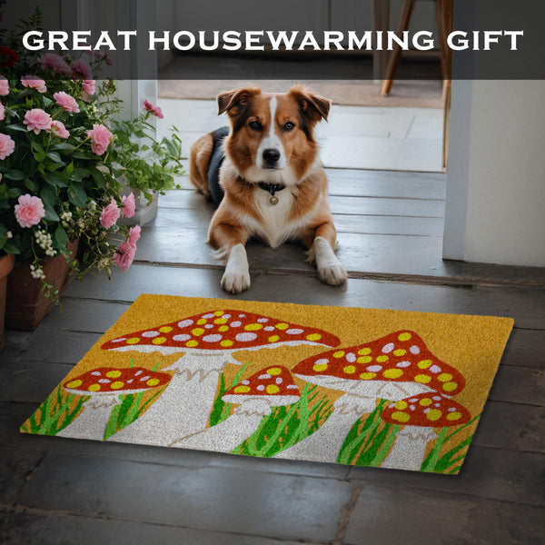 Mushroom Spring Summer Coir Welcome Doormat 30x17 Inch