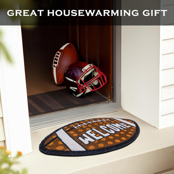 Fall Football-shaped Welcome Door Mat 30x17