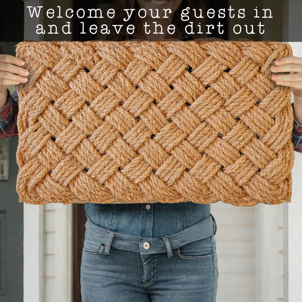 Rope Doormat 30x17 Inch, Rope Braided Door Mat Woven Doormat