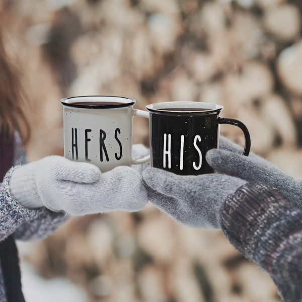 his hers couple ceramic mug campfire