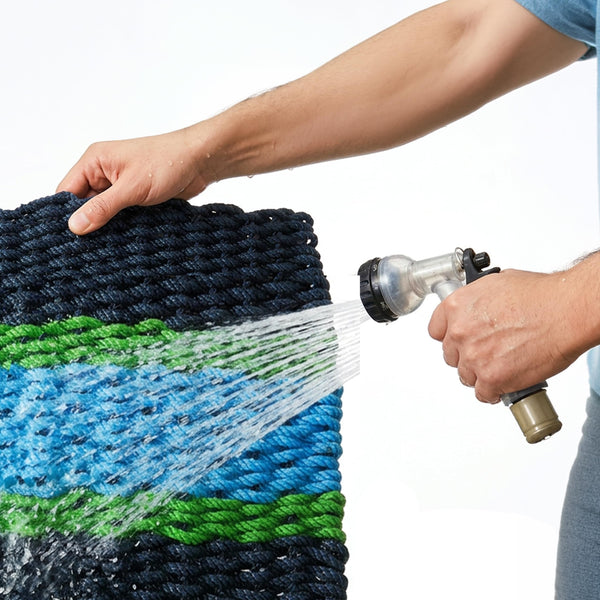 Lobster Rope Mat Aqua Stripe 30x17 Inch