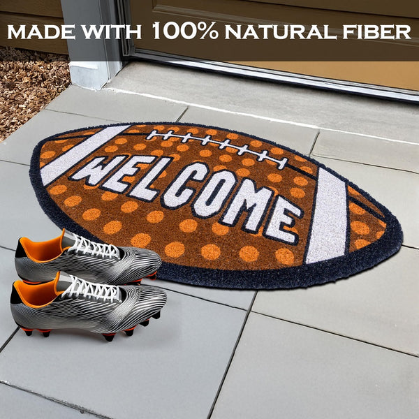 Fall Football-shaped Welcome Door Mat 30x17