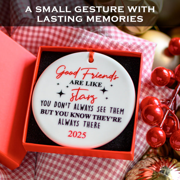 Decorative ornament with a quote in a red box on a checkered fabric background