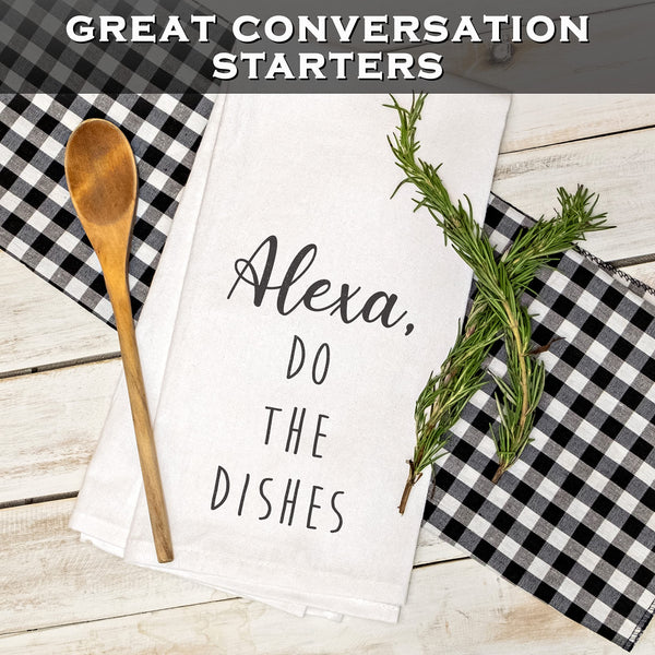 MAINEVENT Alexa do the dishes white kitchen towel