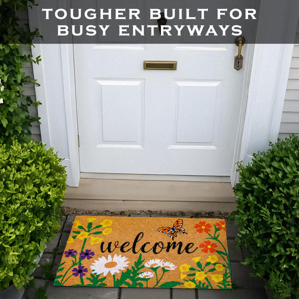 MAINEVENT Floral Welcome Coir Doormats Outdoor Mats