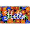 Hello with Floral Pattern Coir Doormat 30x17 Inch Spring Flowers Summer Mats Outdoor