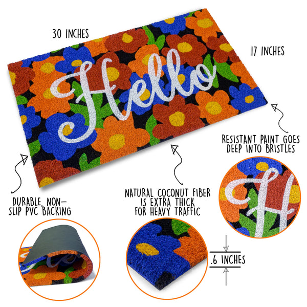 MAINEVENT Floral Welcome Coir Doormats Outdoor Mats