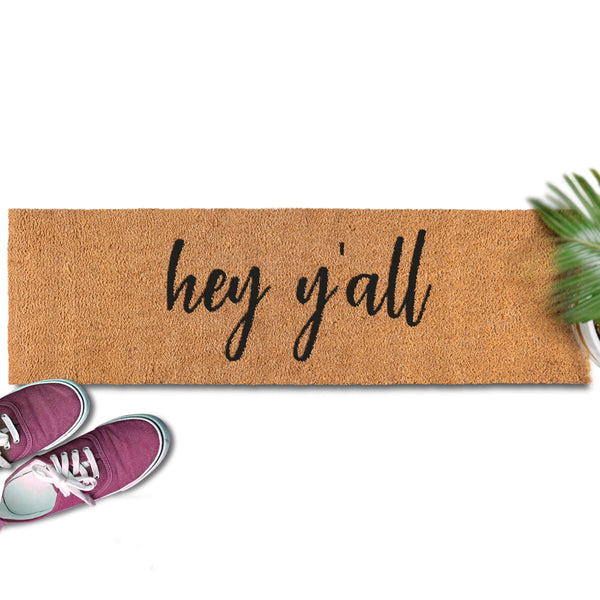 hey y'all welcome mat outdoor 30x17 inch coir doormat