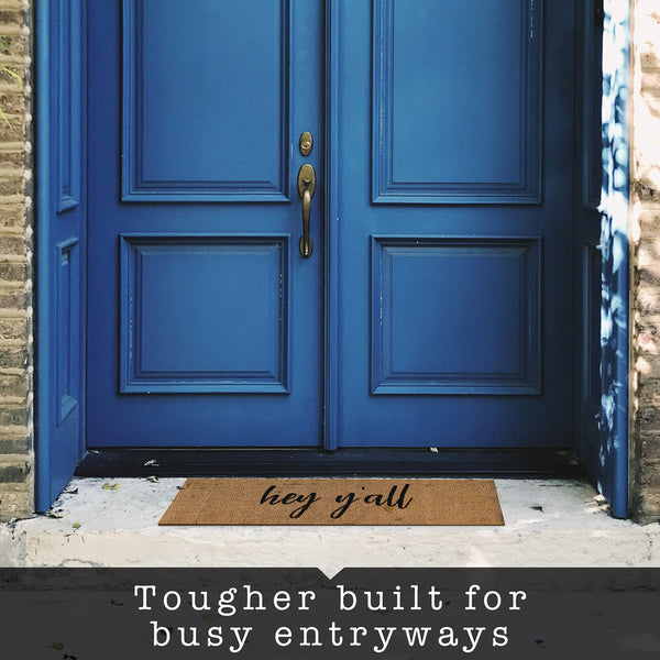 hey y'all welcome mat outdoor 30x17 inch coir doormat