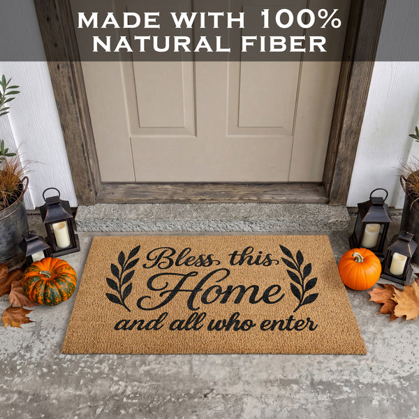 Bless This Home and All Who Enter Doormat 30x17 Inch