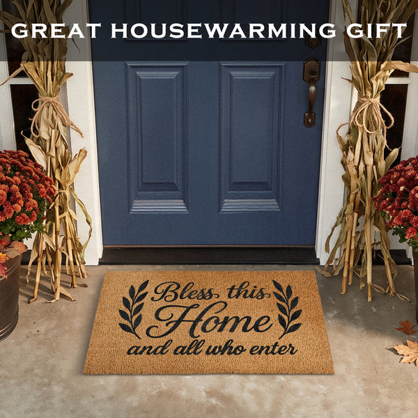 Bless This Home and All Who Enter Doormat 30x17 Inch