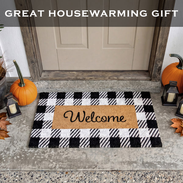 Black and White Checked Outdoor Rug 30x17 Inch