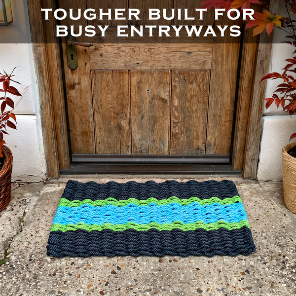 Lobster Rope Mat Aqua Stripe 30x17 Inch