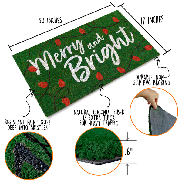 Coir Welcome Mat - Merry And Bright 30x17 Inch