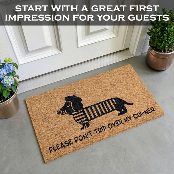 Don't Trip Over My Ouiner Dachshund Doormat 30x17 Inch
