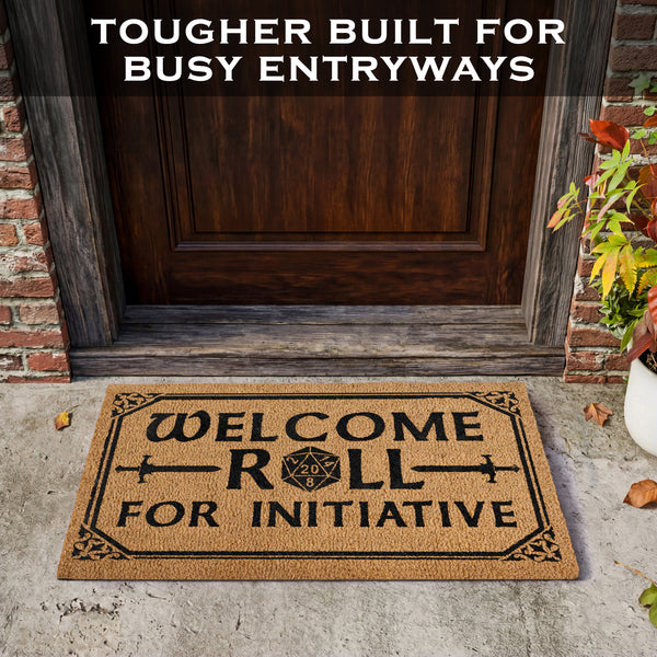 Roll for Initiative Door Mat Coir Outdoor 30x17 Inch