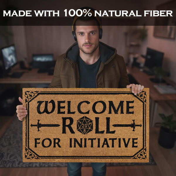 roll for initiative coir door mat