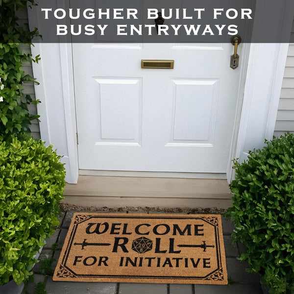 roll for initiative coir door mat