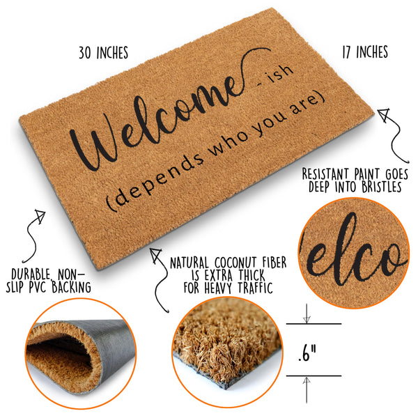 welcome-ish depends who you are coir outdoor rug mat