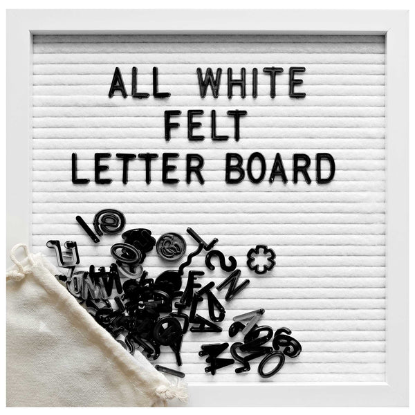 10x10 inch all white felt letter board precut letter