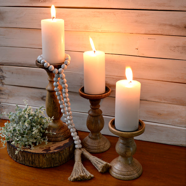 Candle Holders Set of 3 Light Brown