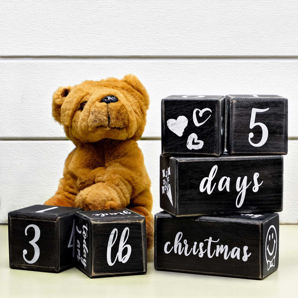 black baby monthly milestone blocks baby age