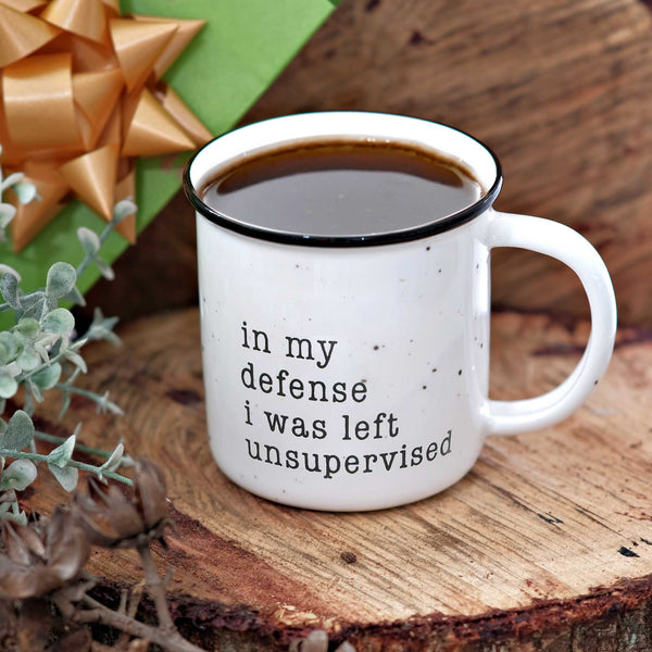 in my defense i was left unsupervised mug 11 ounce