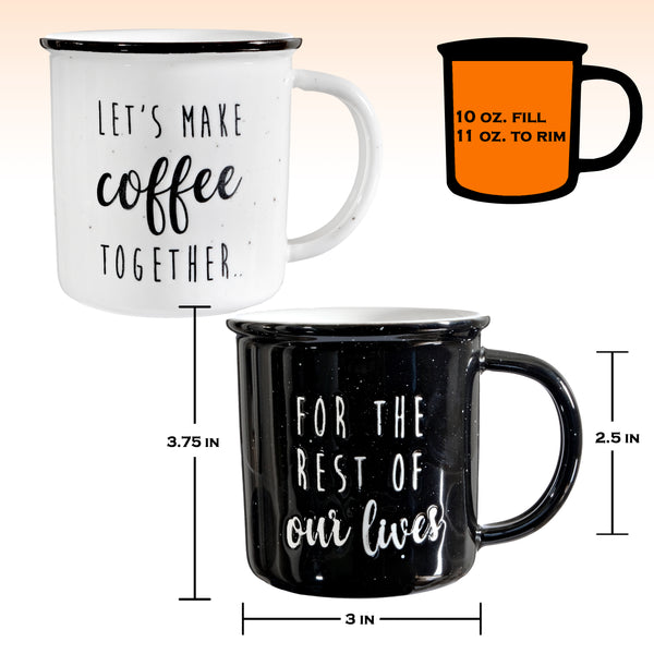 Let's Make Coffee Together /  For the Rest of our Lives Couple Mug Set of 2