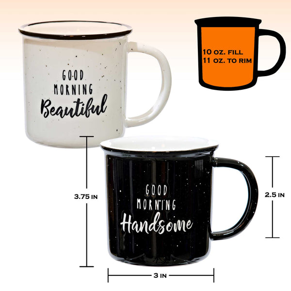 good morning beautiful handsome coffee mug set of 2