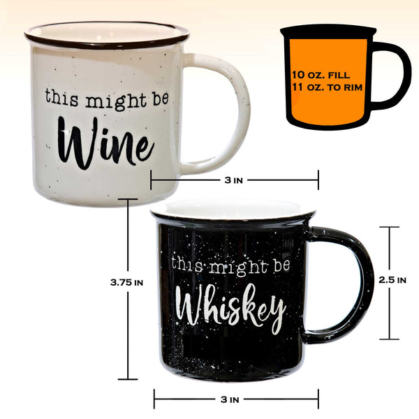 whiskey wine ceramic couple mug set