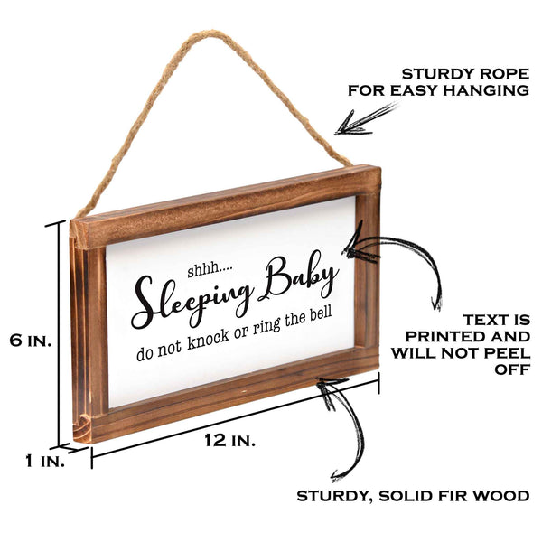 sleeping baby door sign 6x12 inch