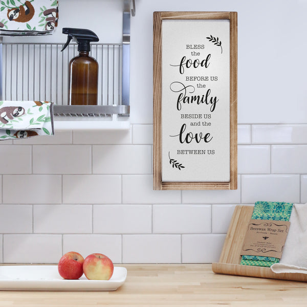 Bless This Food Sign - Modern Farmhouse Kitchen Sign 8x17