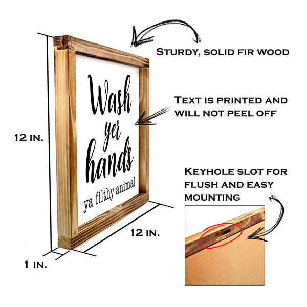 wash your hands you filthy animal sign 12x12 inch
