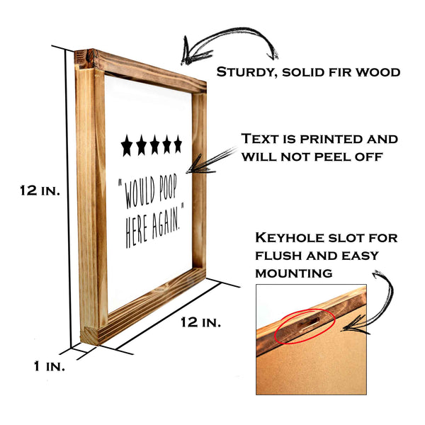 five stars would poop here again sign 12x12 inch