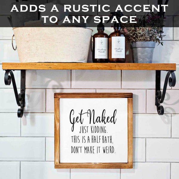 get naked sign bathroom decor wall art 12x12 inch