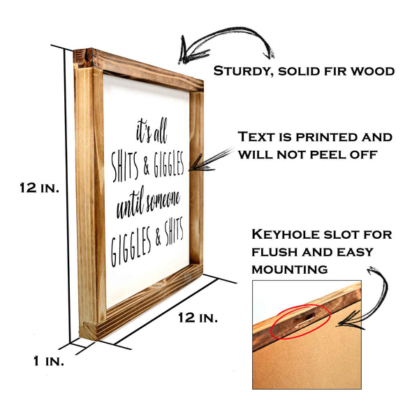 it's all shits giggles funny bathroom sign 12x12 inch