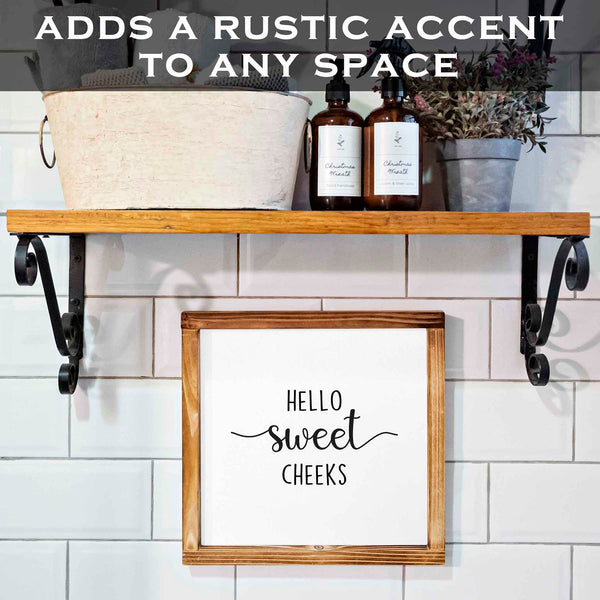 hello sweet cheeks bathroom sign framed 12x12 inch