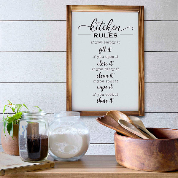 kitchen rules sign 11x16 inch farmhouse kitchen decor 