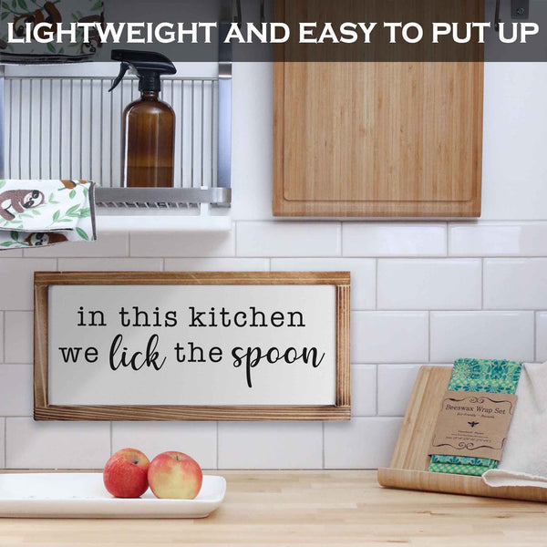 in this kitchen we lick the spoon sign 8x17 inch