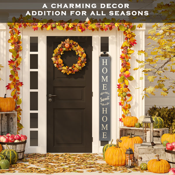 Tall Outdoor Welcome Sign For Porch (5 Ft) (Grey)