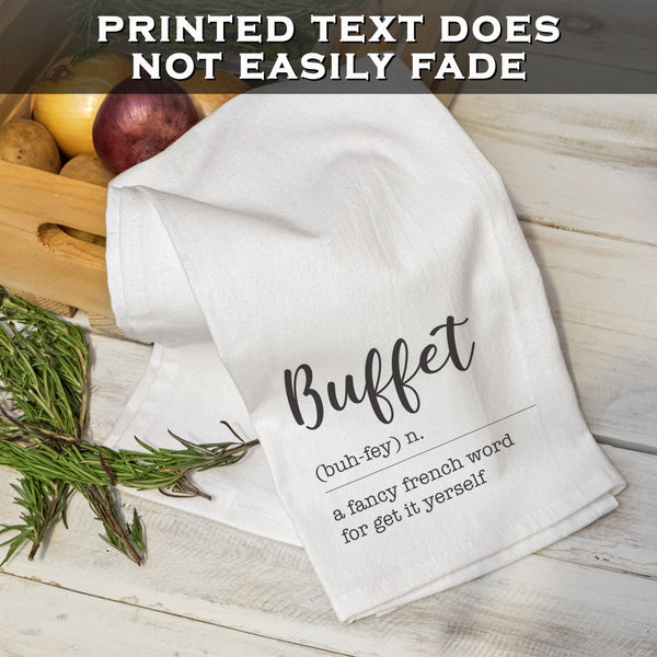 Buffet A Fancy French Word 18x24 Inch, Funny Kitchen Towel With Saying
