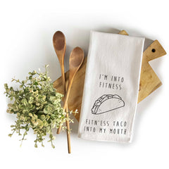 I'm Into Fitness Taco Kitchen Towel 18x24 Inch, Funny Saying Kitchen Towel
