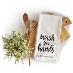 Wash Your Hands Ya Filthy Animal Hand Towel 18x24 Inch, Funny Saying Kitchen Towel