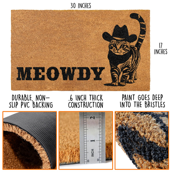 Meowdy Coir Doormat 30x17 Inch, Cat-lover Gift Cat-themed Doormats