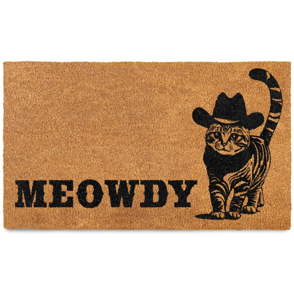 MAINEVENT Meowdy Coir Doormat 30x17 Inch, Cat-lover Cat-themed Doormats