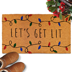 Let's Get Lit Funny Christmas Door Mat 30x17 Inch
