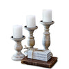 Candle Holders Set of 3 Whitewashed (QE)