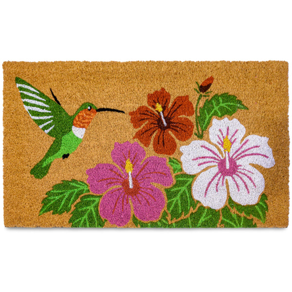 MAINEVENT Floral Hummingbird Coir Outdoor Mat Summer Spring 