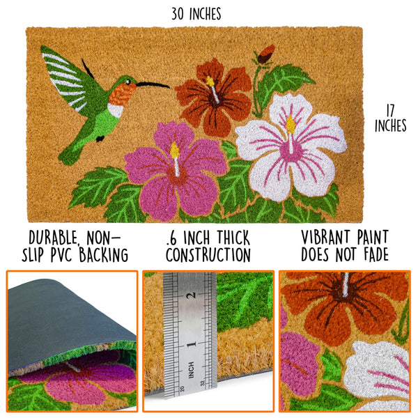 Hummingbird Coir Door Mat 30x17 Inch