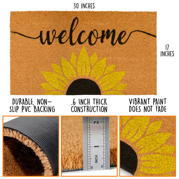 Welcome Sunflowers Doormat 30x17 Inch